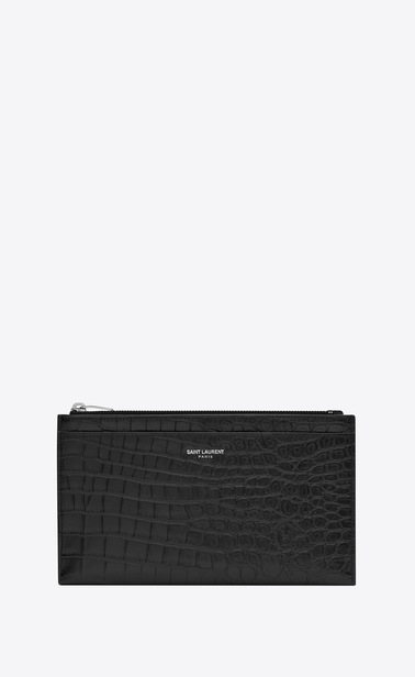 Bill clutch in matte crocodile embossed leather